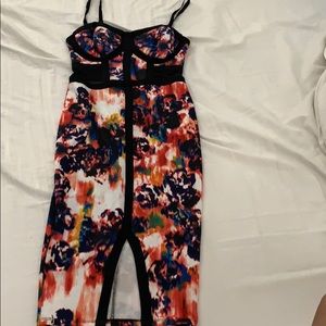 Material Girl: multi-colors midi bodycon dress